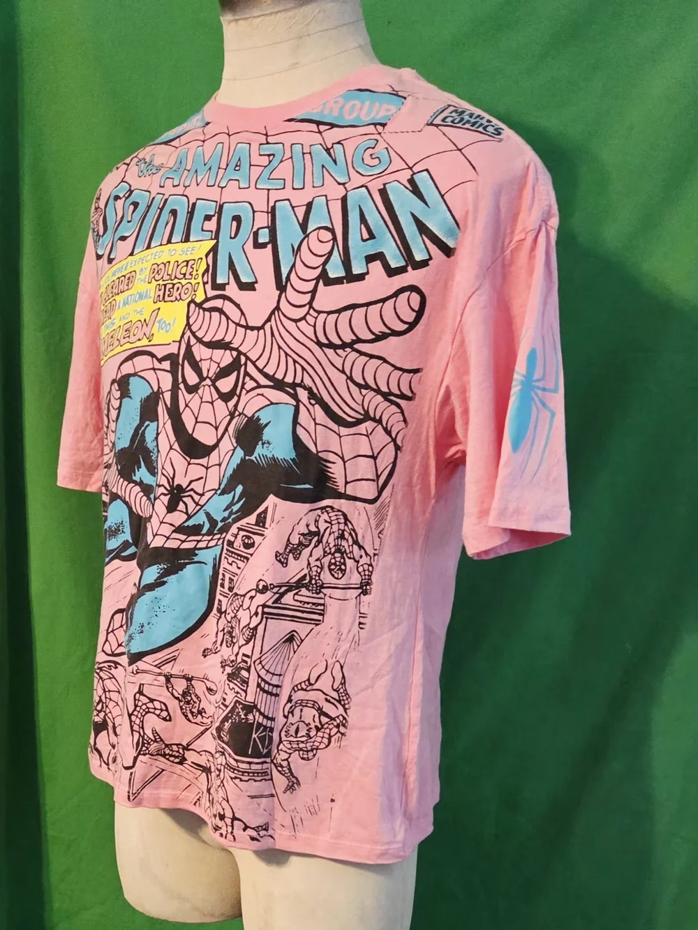 MARVEL Spider-Man Comic Panels Graphic T-Shirt Unisex XL  Pink